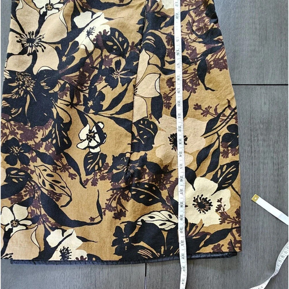 Brown Floral Shift Linen Blend Dress Size 4 Signature By Robbie Bee Tropical - Picture 6 of 9